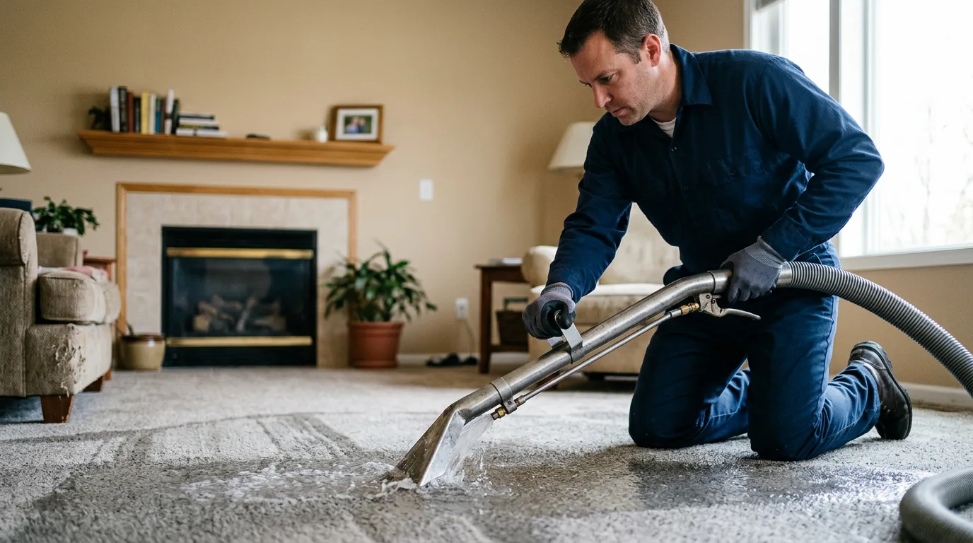 Water damage restoration technician working near Forrest, IL